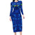 Tanzania Simba Lion Family Matching Long Sleeve Bodycon Dress and Hawaiian Shirt with Floral Crown and Blue Mosaic Design