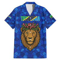 Tanzania Simba Lion Family Matching Mermaid Dress and Hawaiian Shirt with Floral Crown and Blue Mosaic Design