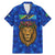 Tanzania Simba Lion Family Matching Mermaid Dress and Hawaiian Shirt with Floral Crown and Blue Mosaic Design