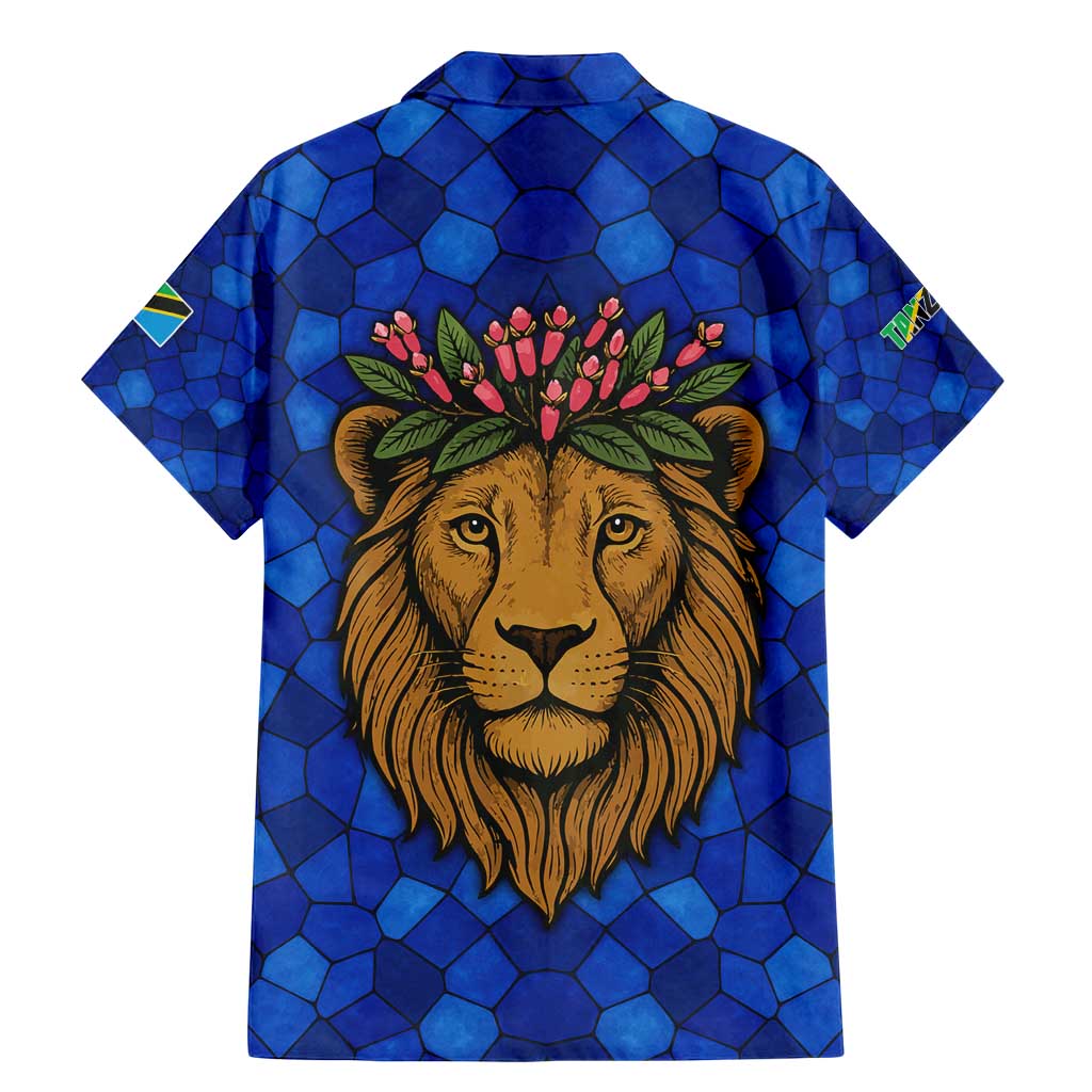 Tanzania Simba Lion Family Matching Mermaid Dress and Hawaiian Shirt with Floral Crown and Blue Mosaic Design