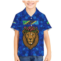 Tanzania Simba Lion Family Matching Mermaid Dress and Hawaiian Shirt with Floral Crown and Blue Mosaic Design
