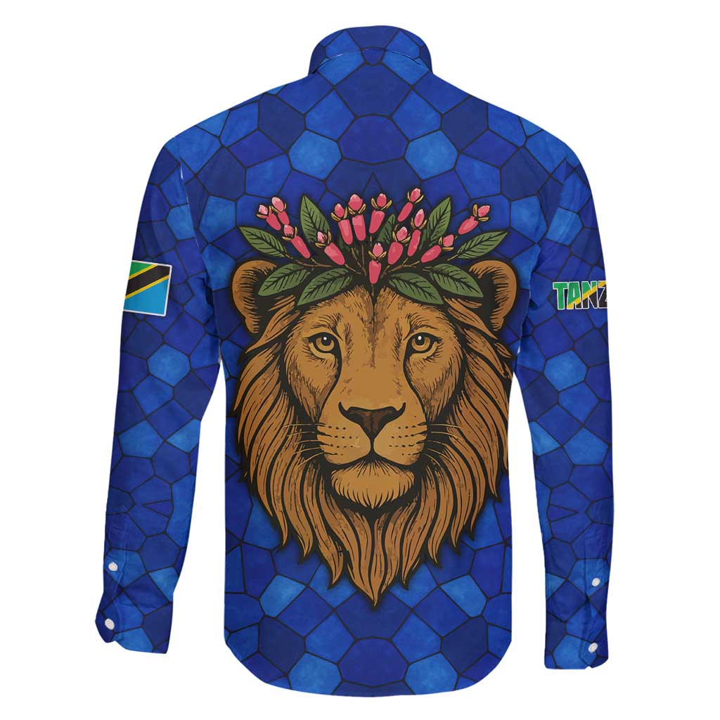 Tanzania Simba Lion Family Matching Tank Maxi Dress and Hawaiian Shirt with Floral Crown and Blue Mosaic Design