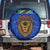 Tanzania Simba Lion Spare Tire Cover with Floral Crown and Blue Mosaic Design