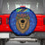 Tanzania Simba Lion Spare Tire Cover with Floral Crown and Blue Mosaic Design