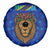 Tanzania Simba Lion Spare Tire Cover with Floral Crown and Blue Mosaic Design