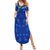 Tanzania Simba Lion Summer Maxi Dress with Floral Crown and Blue Mosaic Design