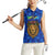 Tanzania Simba Lion Women Sleeveless Polo Shirt with Floral Crown and Blue Mosaic Design