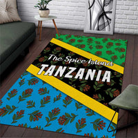 Tanzania Spice Island Area Rug with Clove Leaf Pattern and National Flag Colors