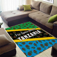 Tanzania Spice Island Area Rug with Clove Leaf Pattern and National Flag Colors