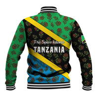 Tanzania Spice Island Baseball Jacket with Clove Leaf Pattern and National Flag Colors