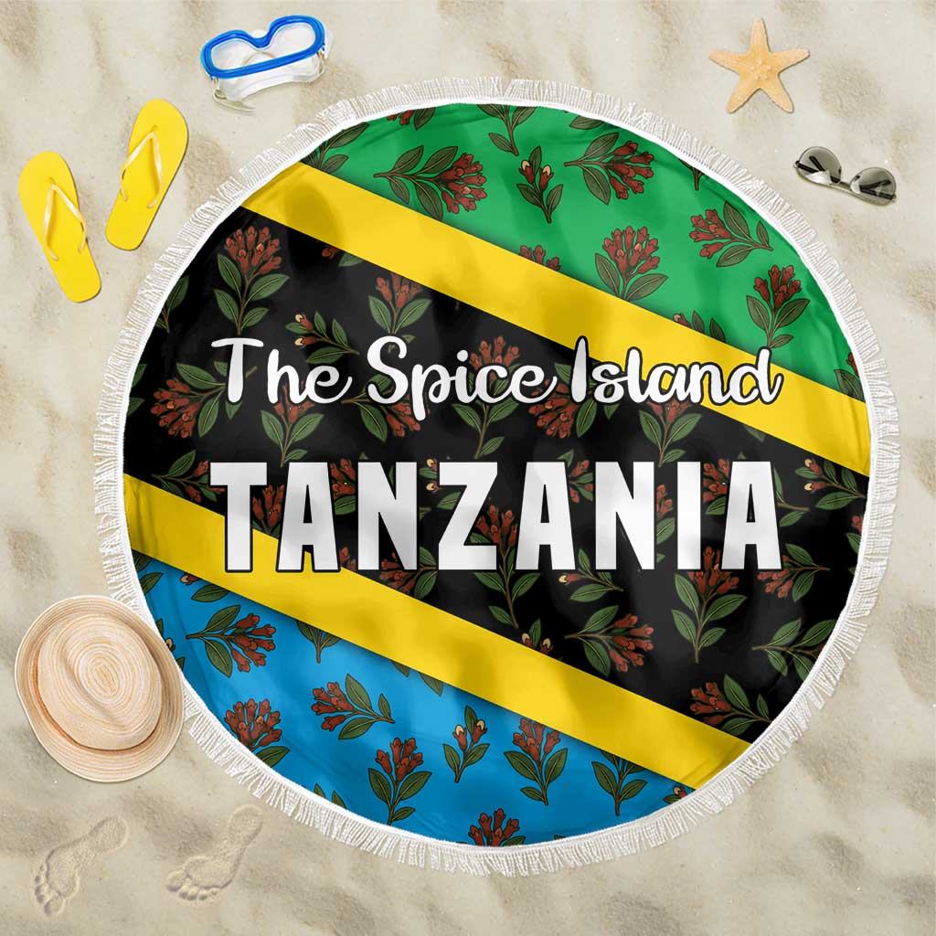 Tanzania Spice Island Beach Blanket with Clove Leaf Pattern and National Flag Colors
