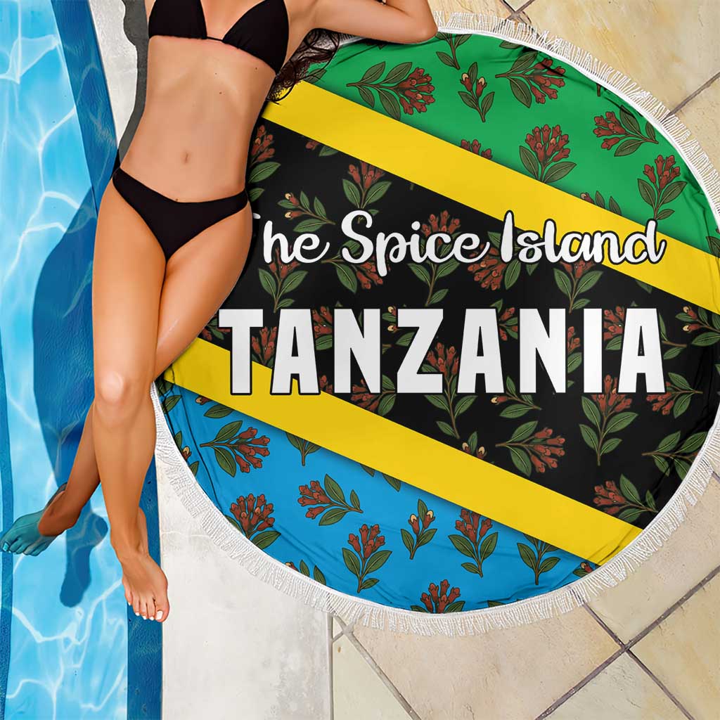 Tanzania Spice Island Beach Blanket with Clove Leaf Pattern and National Flag Colors