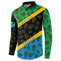 Tanzania Spice Island Button Sweatshirt with Clove Leaf Pattern and National Flag Colors
