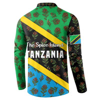 Tanzania Spice Island Button Sweatshirt with Clove Leaf Pattern and National Flag Colors