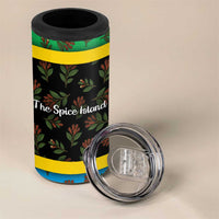 Tanzania Spice Island 4 in 1 Can Cooler Tumbler with Clove Leaf Pattern and National Flag Colors
