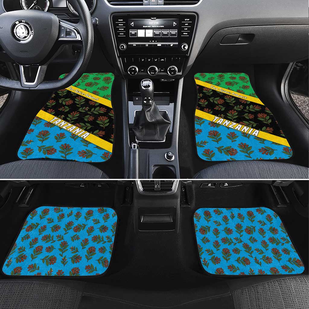 Tanzania Spice Island Car Mats with Clove Leaf Pattern and National Flag Colors