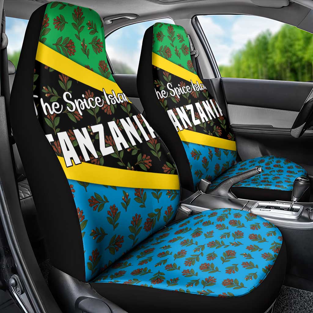 Tanzania Spice Island Car Seat Cover with Clove Leaf Pattern and National Flag Colors