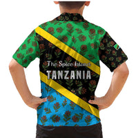 Tanzania Spice Island Family Matching Mermaid Dress and Hawaiian Shirt with Clove Leaf Pattern and National Flag Colors