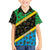 Tanzania Spice Island Family Matching Off The Shoulder Long Sleeve Dress and Hawaiian Shirt with Clove Leaf Pattern and National Flag Colors