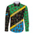 Tanzania Spice Island Family Matching Off Shoulder Maxi Dress and Hawaiian Shirt with Clove Leaf Pattern and National Flag Colors