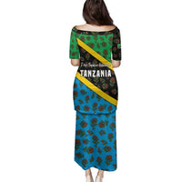 Tanzania Spice Island Family Matching Puletasi and Hawaiian Shirt with Clove Leaf Pattern and National Flag Colors