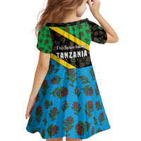 Tanzania Spice Island Family Matching Short Sleeve Bodycon Dress and Hawaiian Shirt with Clove Leaf Pattern and National Flag Colors