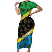 Tanzania Spice Island Family Matching Short Sleeve Bodycon Dress and Hawaiian Shirt with Clove Leaf Pattern and National Flag Colors