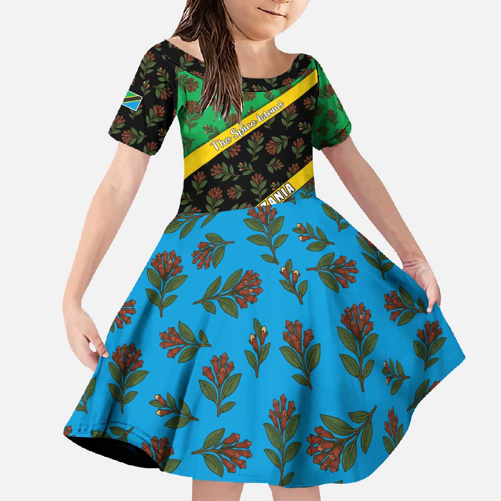 Tanzania Spice Island Family Matching Tank Maxi Dress and Hawaiian Shirt with Clove Leaf Pattern and National Flag Colors