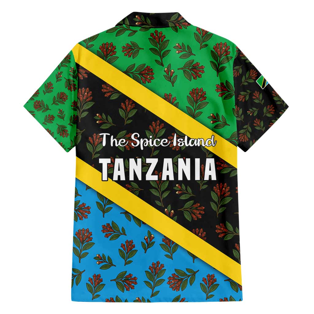 Tanzania Spice Island Hawaiian Shirt with Clove Leaf Pattern and National Flag Colors