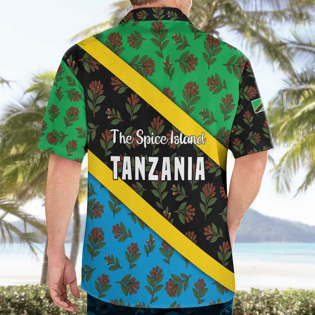 Tanzania Spice Island Hawaiian Shirt with Clove Leaf Pattern and National Flag Colors