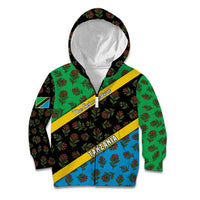 Tanzania Spice Island Kid Hoodie with Clove Leaf Pattern and National Flag Colors