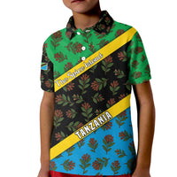 Tanzania Spice Island Kid Polo Shirt with Clove Leaf Pattern and National Flag Colors