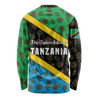 Tanzania Spice Island Long Sleeve Shirt with Clove Leaf Pattern and National Flag Colors