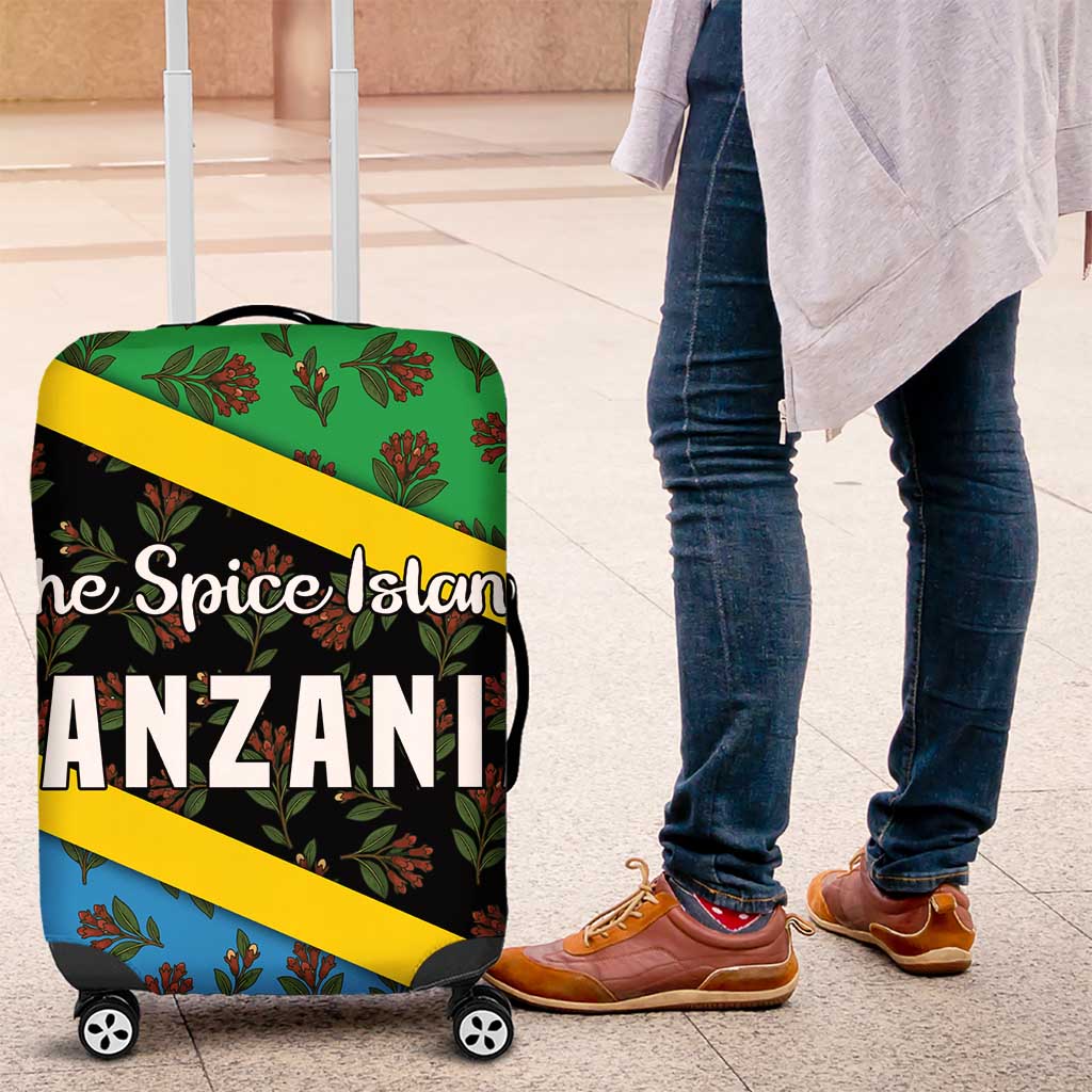 Tanzania Spice Island Luggage Cover with Clove Leaf Pattern and National Flag Colors
