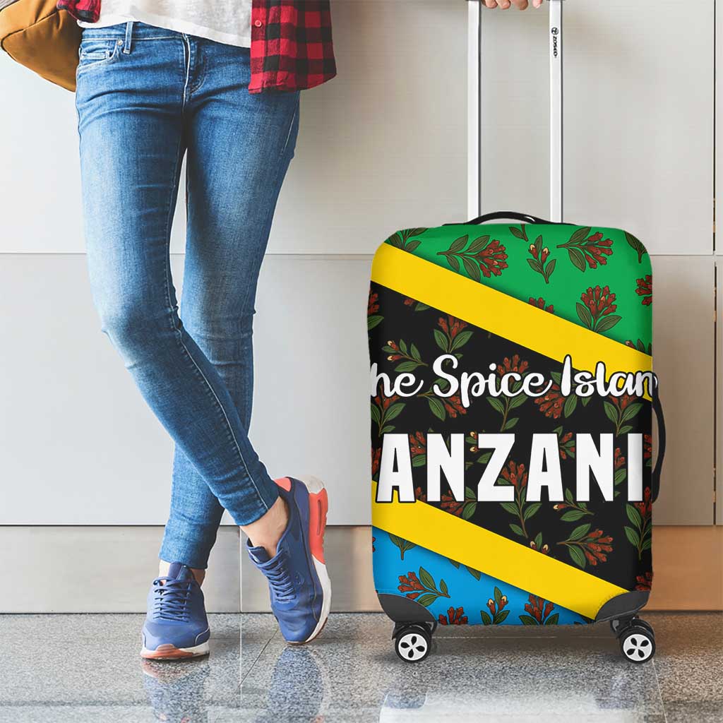 Tanzania Spice Island Luggage Cover with Clove Leaf Pattern and National Flag Colors