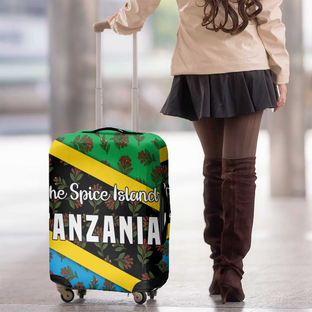 Tanzania Spice Island Luggage Cover with Clove Leaf Pattern and National Flag Colors