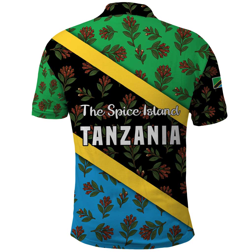 Tanzania Spice Island Polo Shirt with Clove Leaf Pattern and National Flag Colors