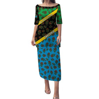 Tanzania Spice Island Puletasi with Clove Leaf Pattern and National Flag Colors