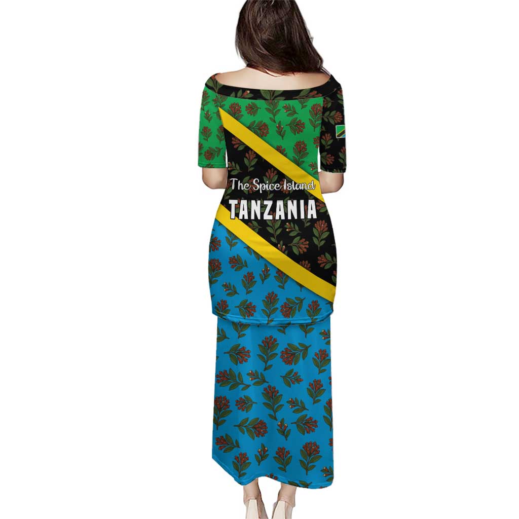 Tanzania Spice Island Puletasi with Clove Leaf Pattern and National Flag Colors