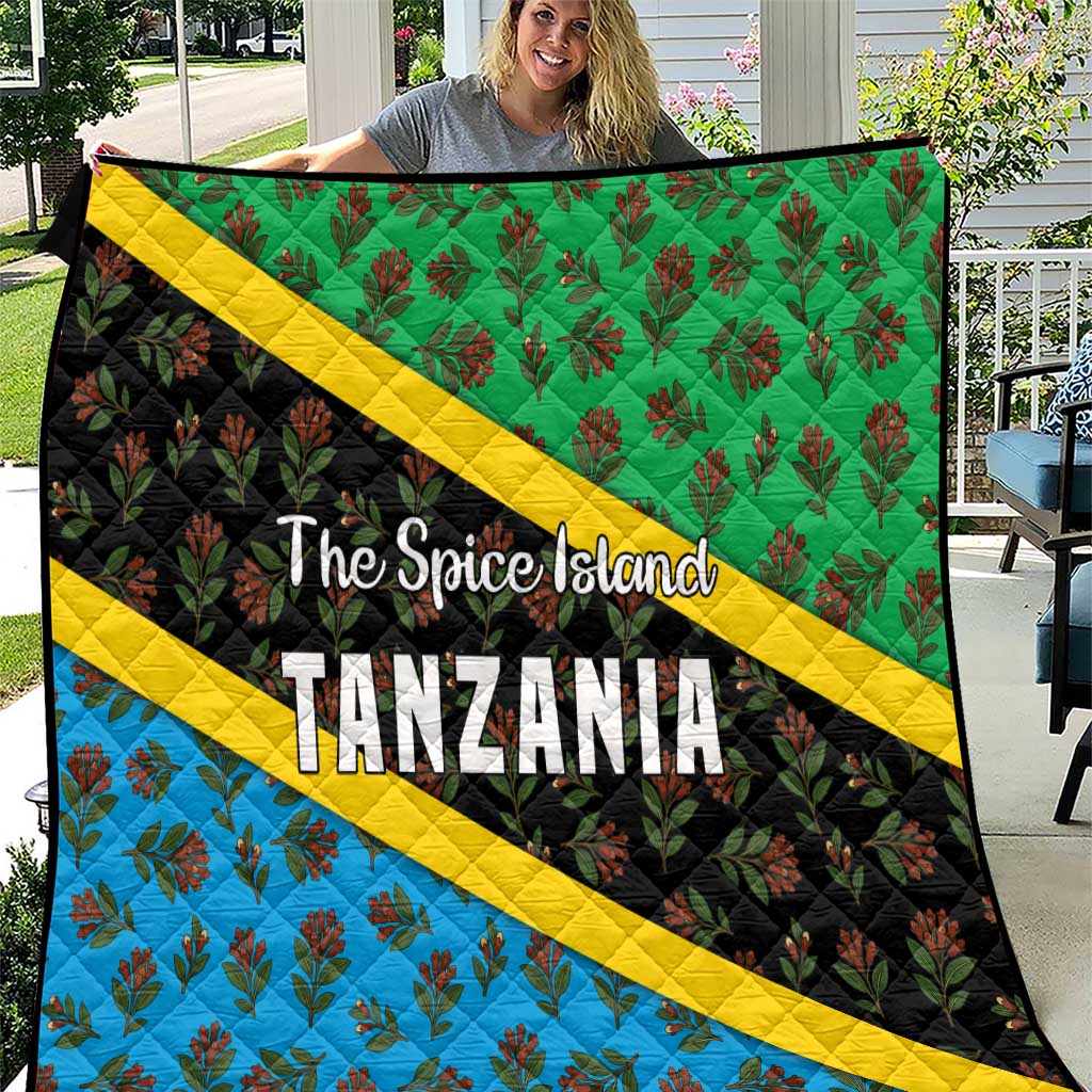 Tanzania Spice Island Quilt with Clove Leaf Pattern and National Flag Colors