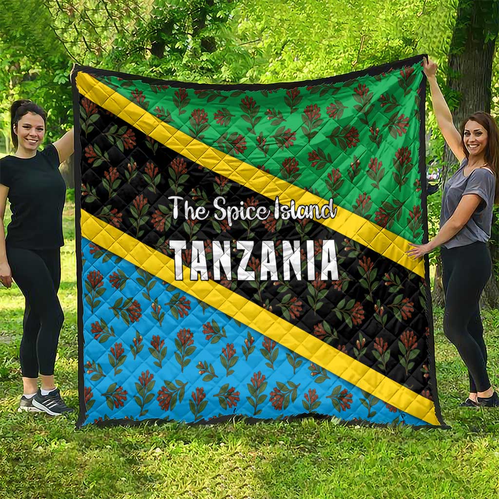 Tanzania Spice Island Quilt with Clove Leaf Pattern and National Flag Colors