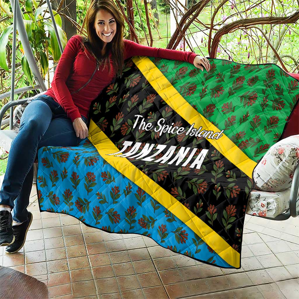 Tanzania Spice Island Quilt with Clove Leaf Pattern and National Flag Colors