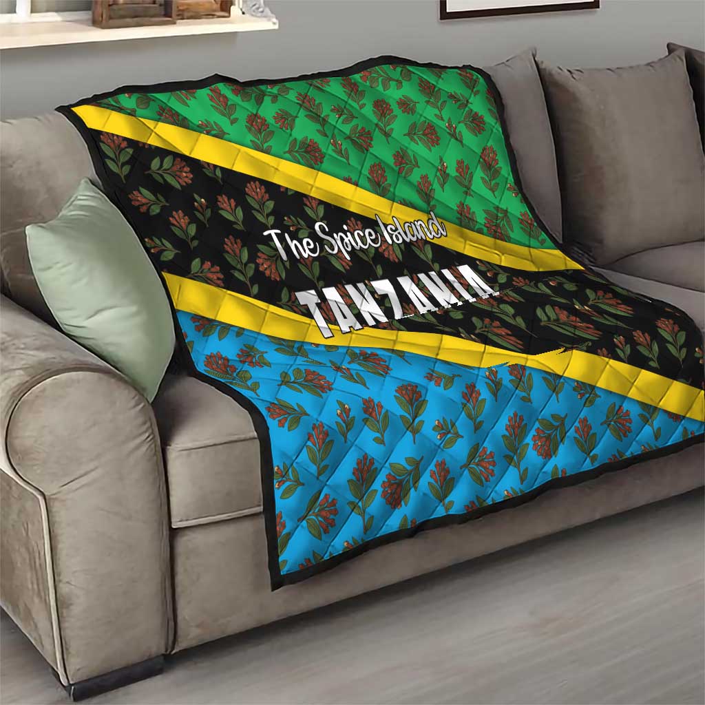 Tanzania Spice Island Quilt with Clove Leaf Pattern and National Flag Colors