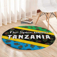 Tanzania Spice Island Round Carpet with Clove Leaf Pattern and National Flag Colors