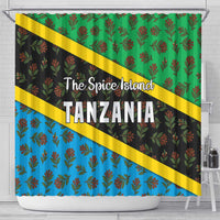 Tanzania Spice Island Shower Curtain with Clove Leaf Pattern and National Flag Colors