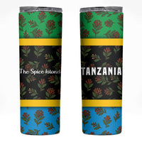 Tanzania Spice Island Skinny Tumbler with Clove Leaf Pattern and National Flag Colors