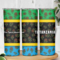Tanzania Spice Island Skinny Tumbler with Clove Leaf Pattern and National Flag Colors