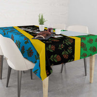 Tanzania Spice Island Tablecloth with Clove Leaf Pattern and National Flag Colors