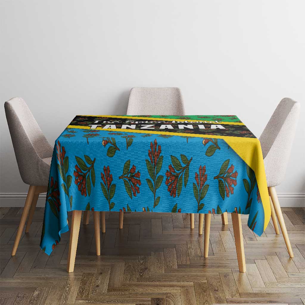 Tanzania Spice Island Tablecloth with Clove Leaf Pattern and National Flag Colors