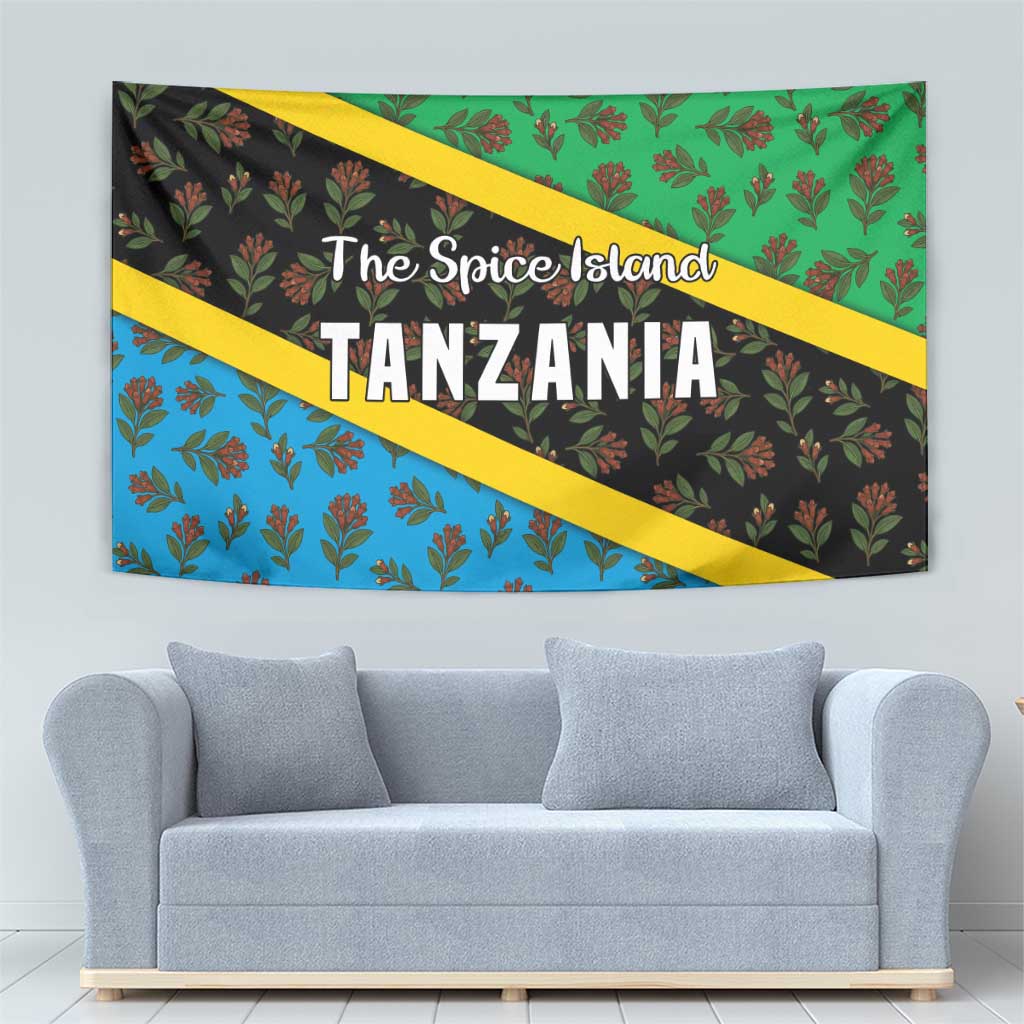 Tanzania Spice Island Tapestry with Clove Leaf Pattern and National Flag Colors